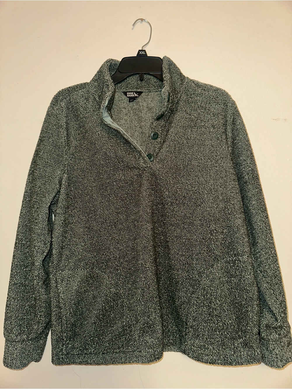 Eddie Bauer Men's Gray Zip-Up Quarter Button Sweater